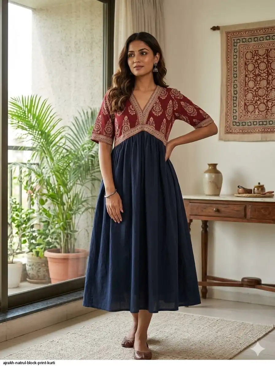 AJRAKH NATRUL BLOCK PRINT KURTI 4