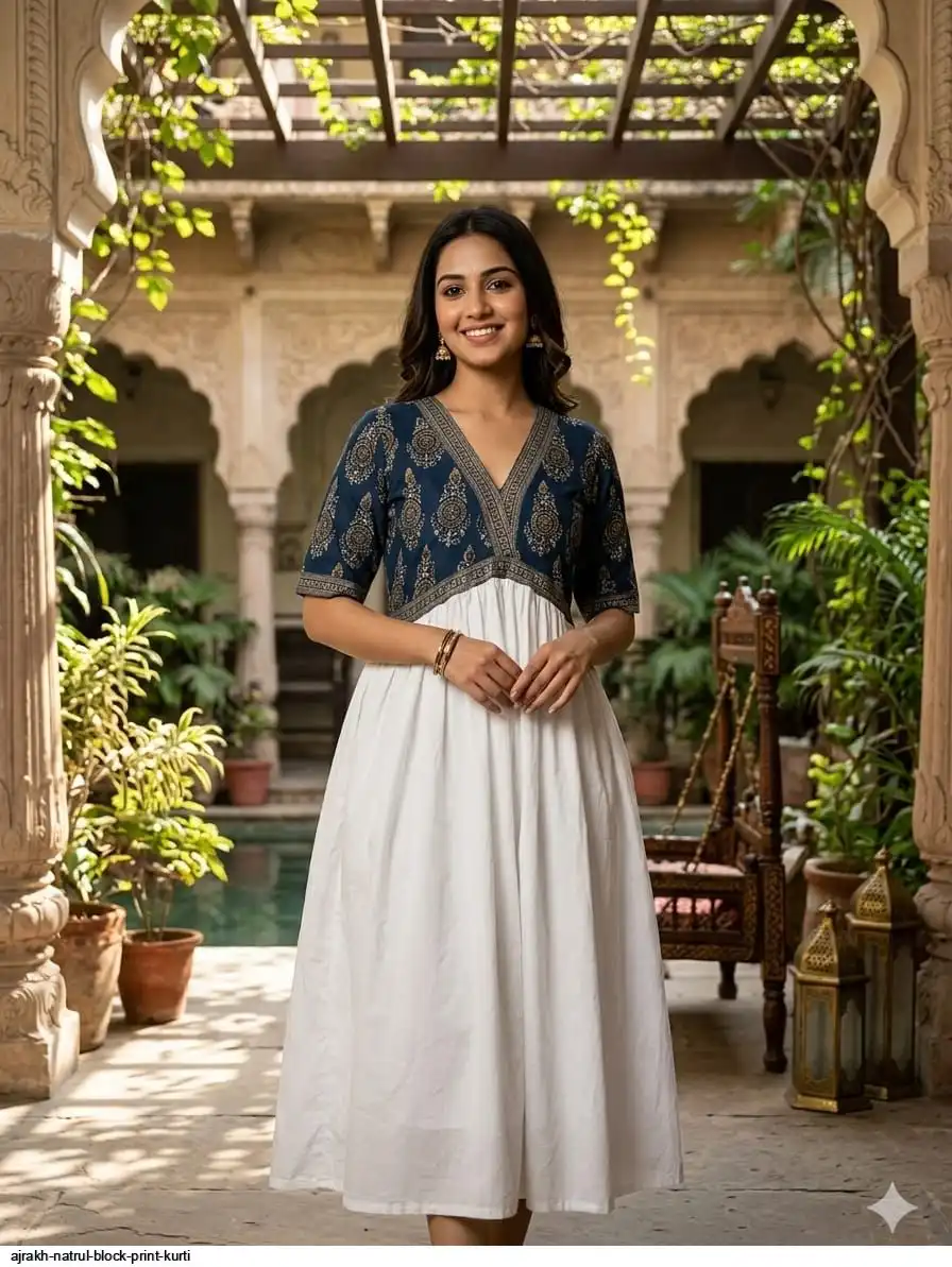 AJRAKH NATRUL BLOCK PRINT KURTI 3