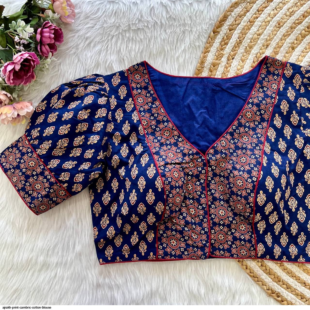 ajrakh print cambric cotton blouse 717