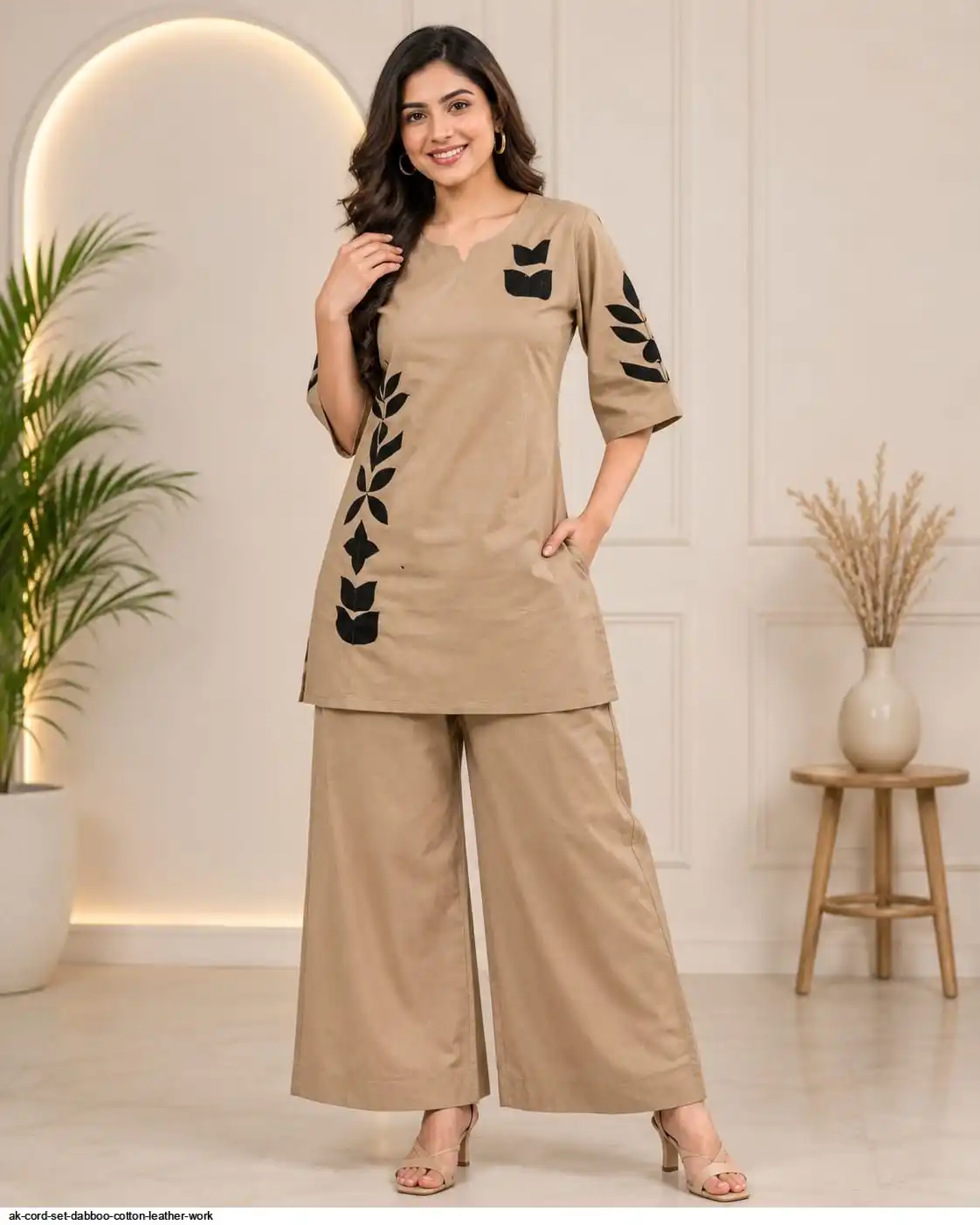 AK CORD SET DABBOO COTTON LEATHER WORK D