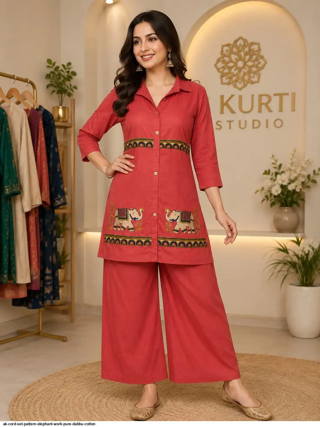 AK CORD SET PATTERN ELEPHANT WORK PURE DABBOO COTTON E