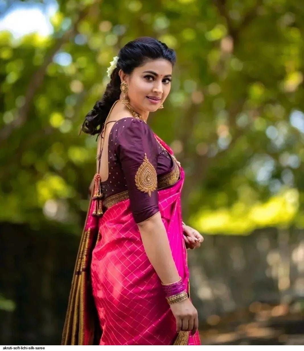 AKRUTI SOFT LICHI SILK SAREE