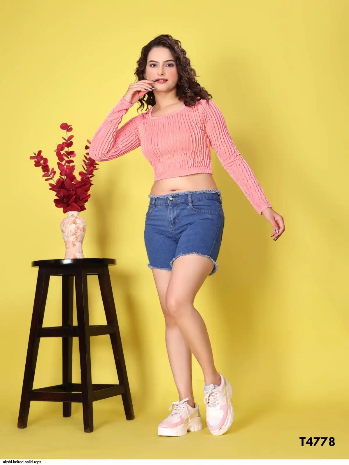 AKSHI KNITED SOLID TOPS 4778