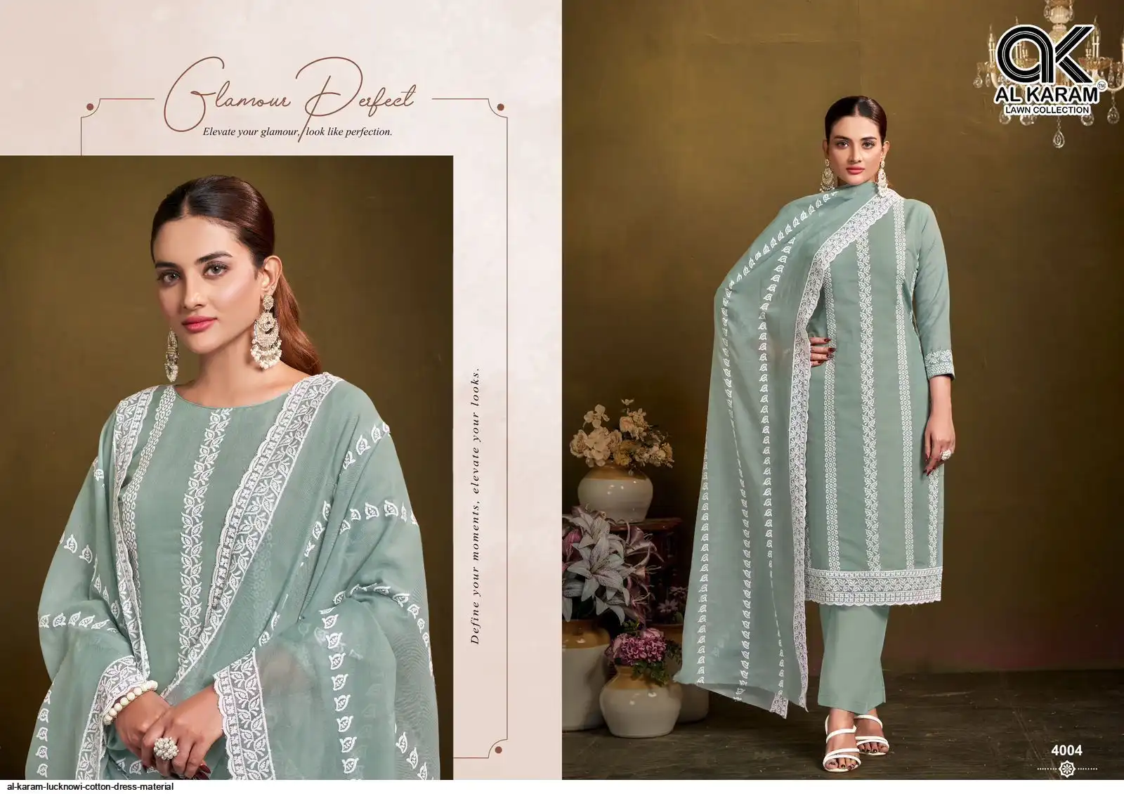 lucknowi cotton dress material AL KARAM Lucknowi Cotton Dress Material Wholesale