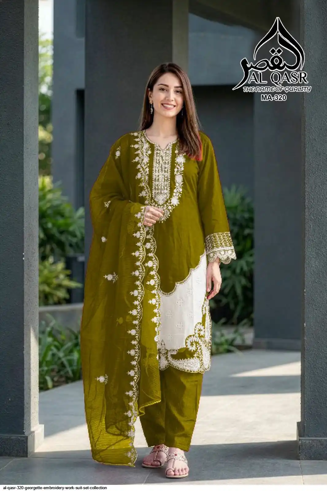 AL QASR 320 GEORGETTE EMBROIDERY WORK SUIT SET COLLECTION D