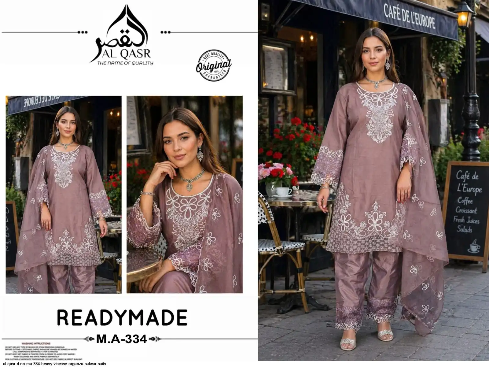 AL QASR D NO MA 334 HEAVY VISCOSE ORGANZA SALWAR SUITS B