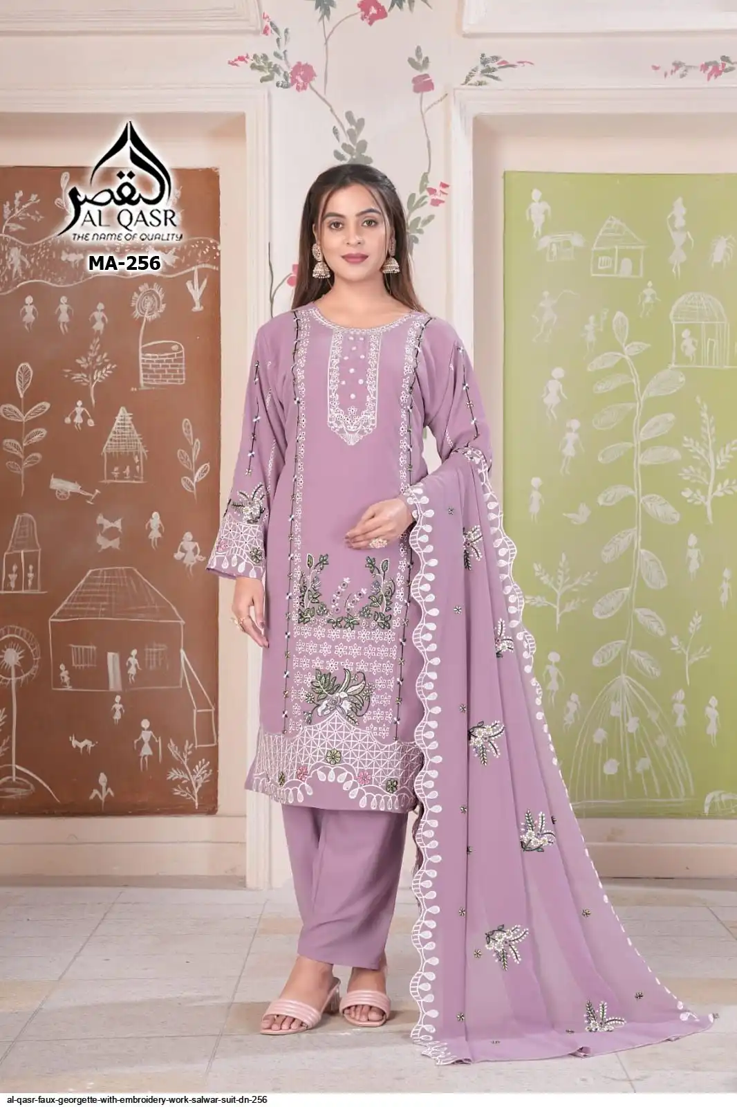 AL QASR FAUX GEORGETTE WITH EMBROIDERY WORK SALWAR SUIT DN 256 B