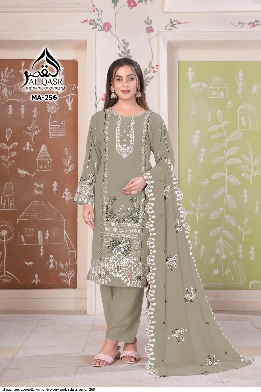 AL QASR FAUX GEORGETTE WITH EMBROIDERY WORK SALWAR SUIT DN 256 C