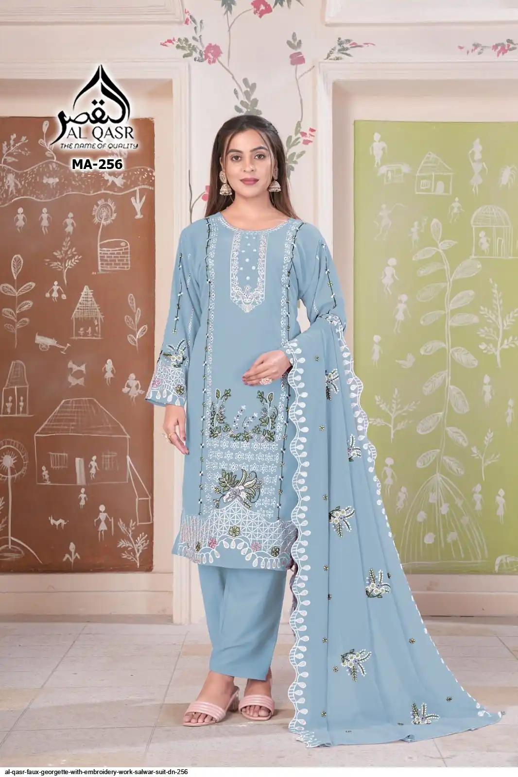AL QASR FAUX GEORGETTE WITH EMBROIDERY WORK SALWAR SUIT DN 256 D