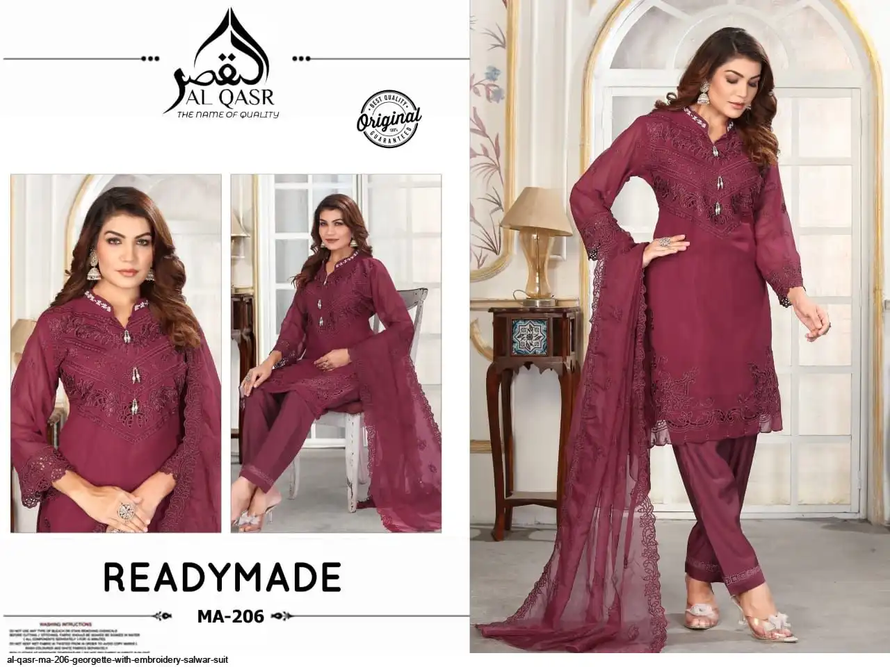 AL QASR MA 206 GEORGETTE WITH EMBROIDERY SALWAR SUIT A