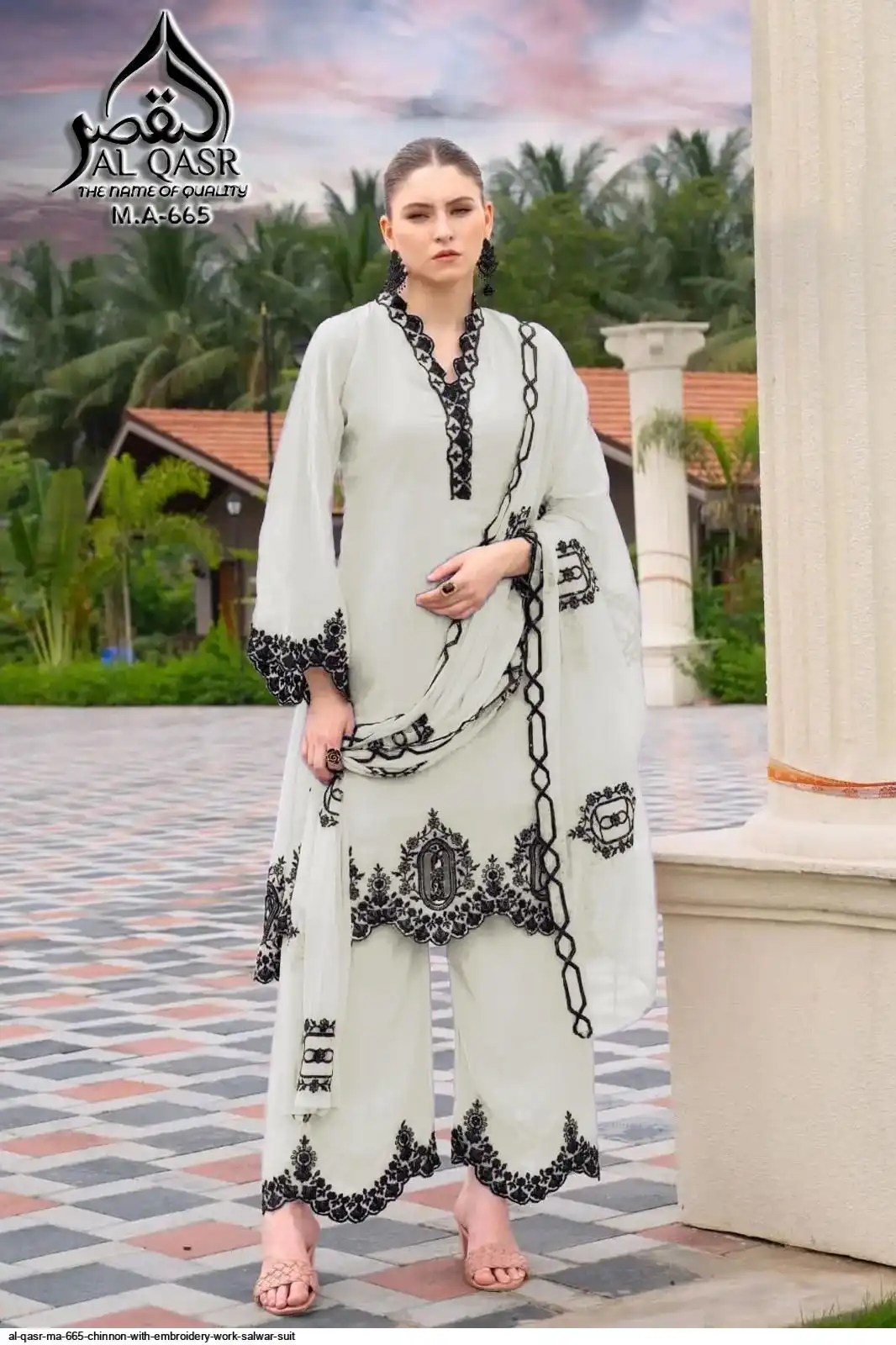 AL QASR MA 665 CHINNON WITH EMBROIDERY WORK SALWAR SUIT