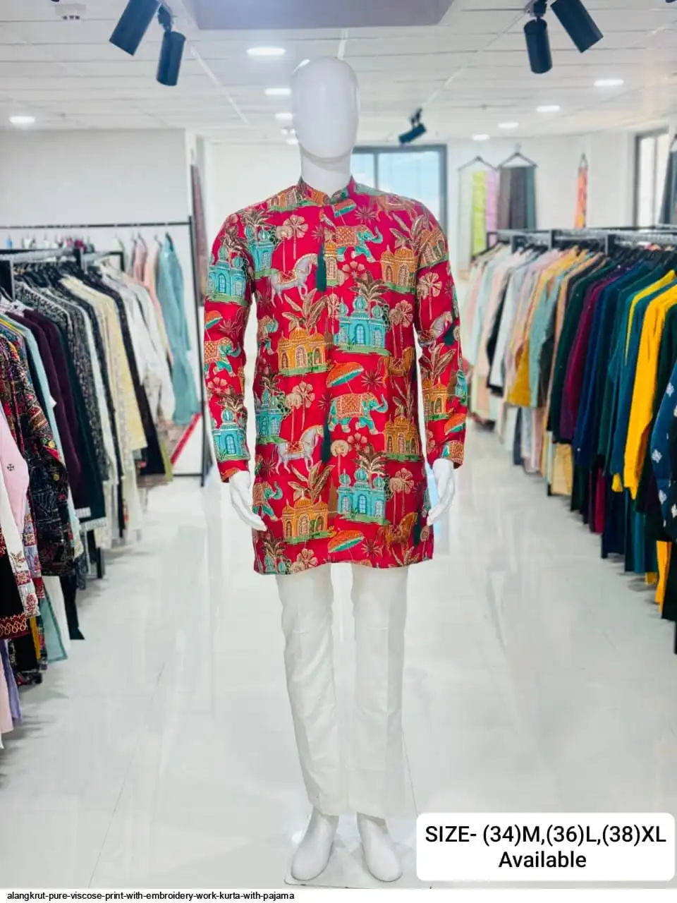 ALANGKRUT PURE VISCOSE PRINT WITH EMBROIDERY WORK KURTA WITH PAJAMA B
