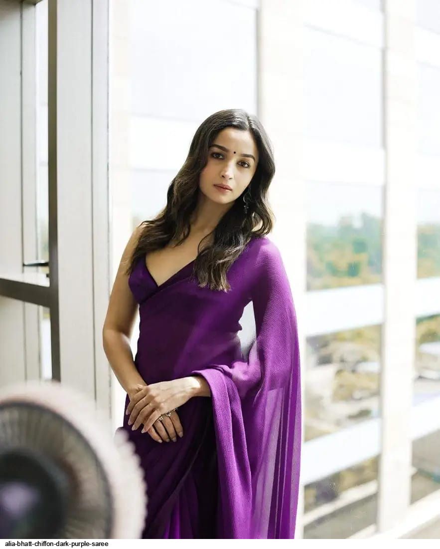 ALIA BHATT CHIFFON DARK PURPLE SAREE