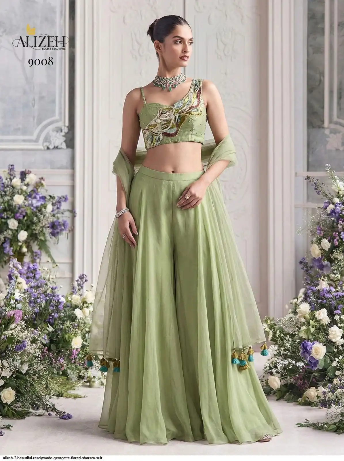 ALIZEH 2 BEAUTIFUL READYMADE GEORGETTE FLARED SHARARA SUIT A
