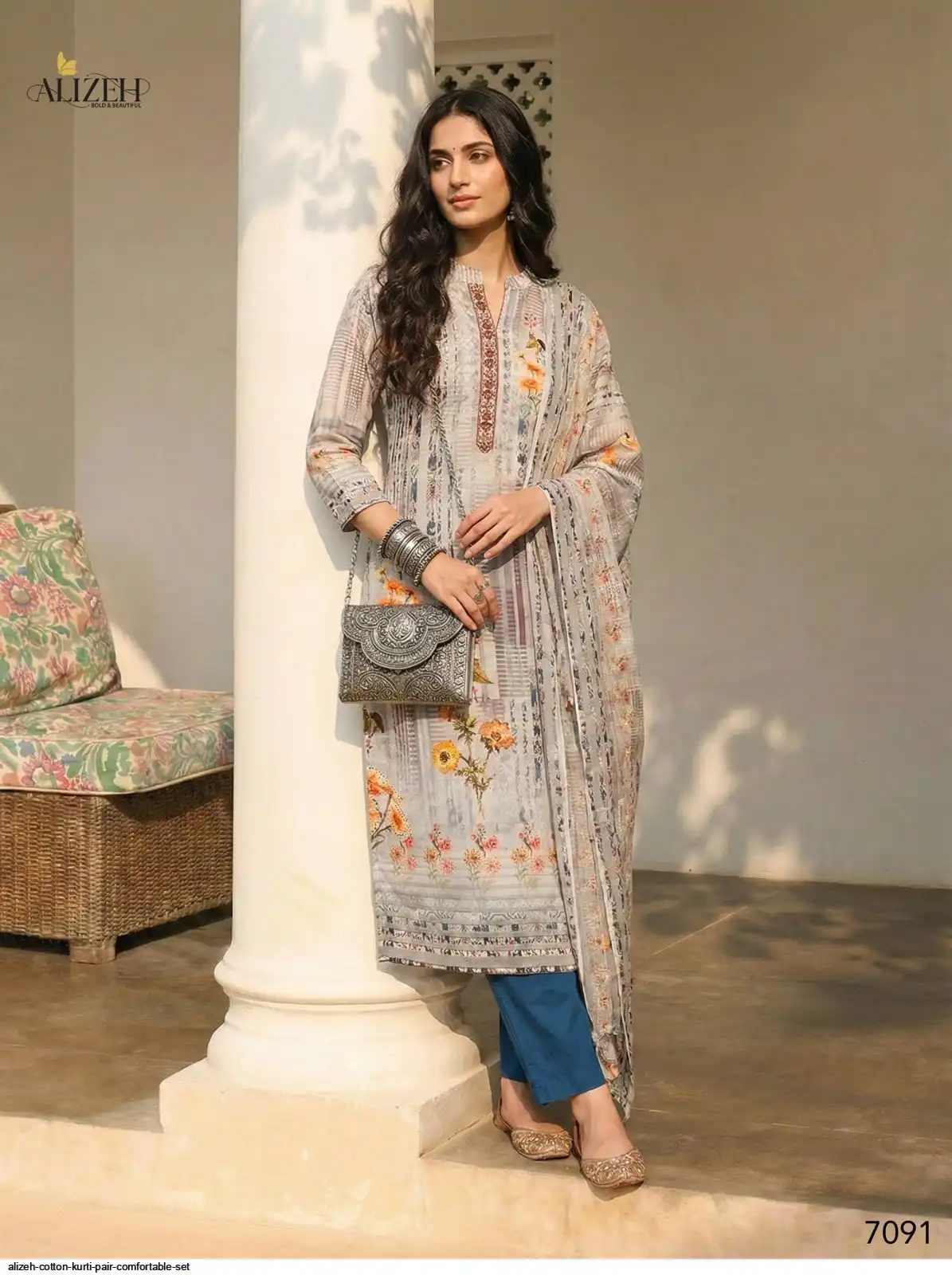 ALIZEH COTTON KURTI PAIR COMFORTABLE SET 7091