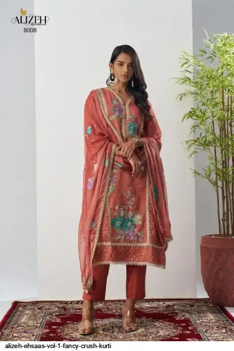 ALIZEH EHSAAS VOL 1 FANCY CRUSH KURTI D