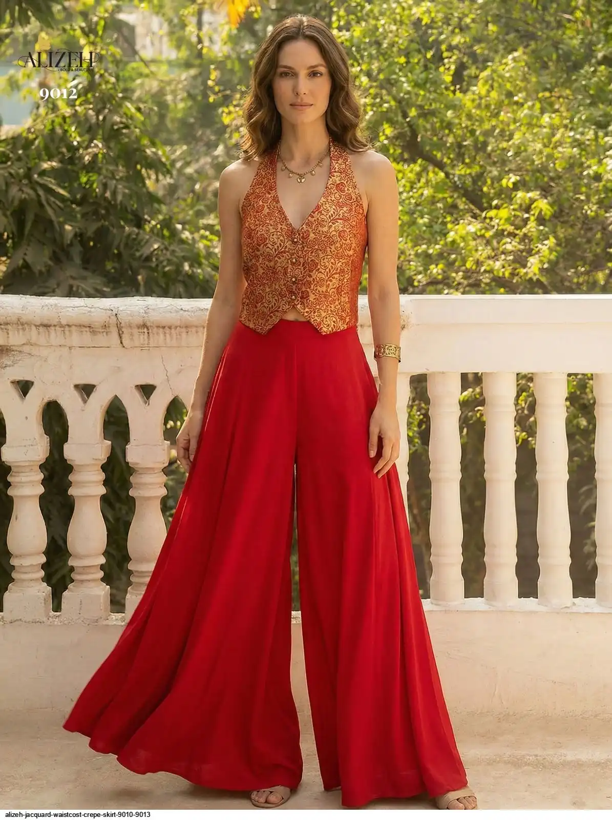 ALIZEH JACQUARD WAISTCOST CREPE SKIRT 9012