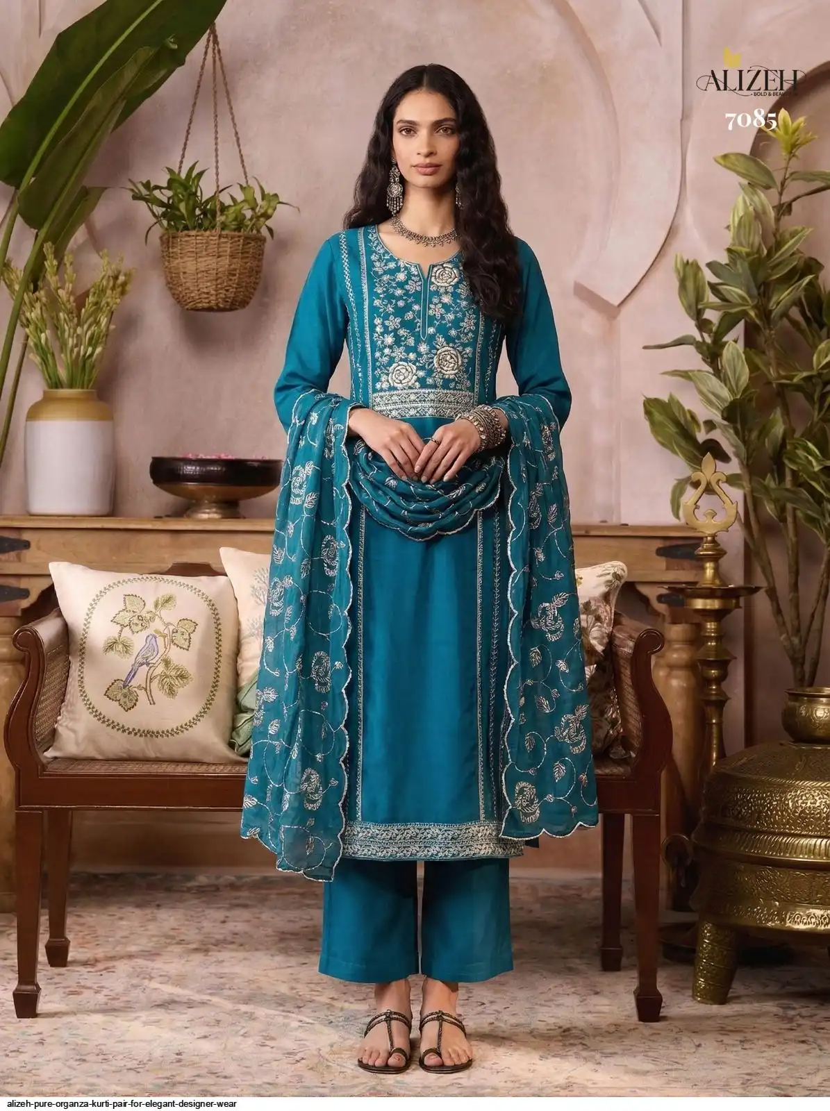 ALIZEH PURE ORGANZA KURTI PAIR FOR ELEGANT DESIGNER WEAR 7085