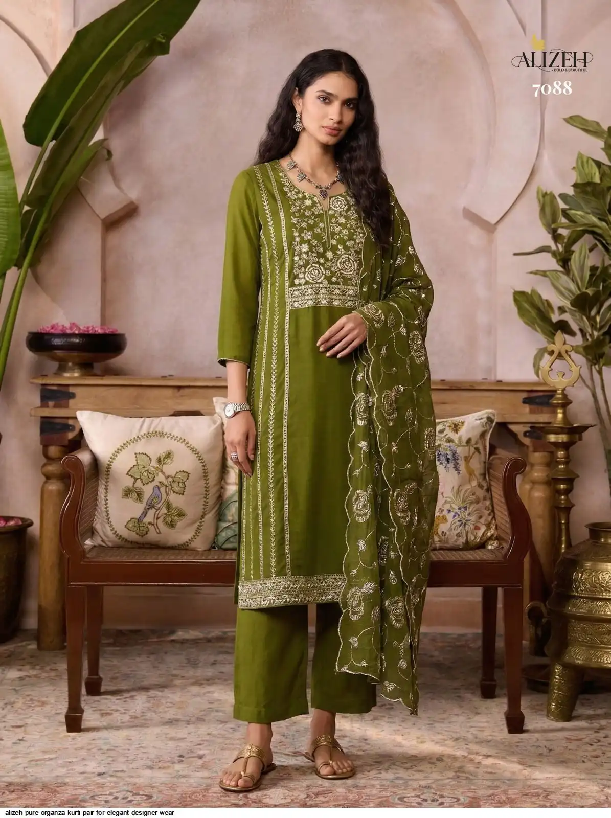 ALIZEH PURE ORGANZA KURTI PAIR FOR ELEGANT DESIGNER WEAR 7088