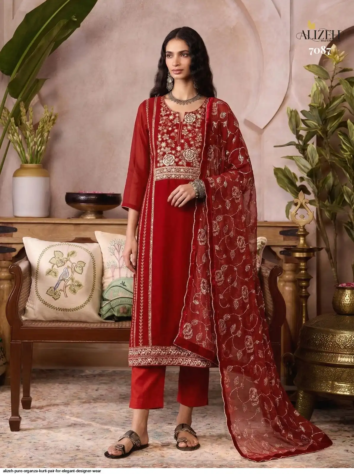 ALIZEH PURE ORGANZA KURTI PAIR FOR ELEGANT DESIGNER WEAR 7087