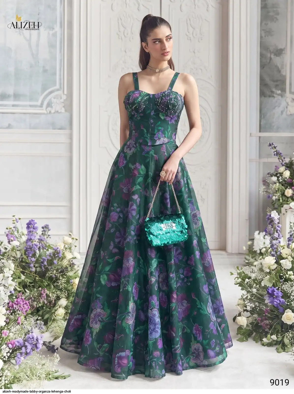 ALIZEH READYMADE TABBY ORGANZA LEHENGA CHOLI 9019