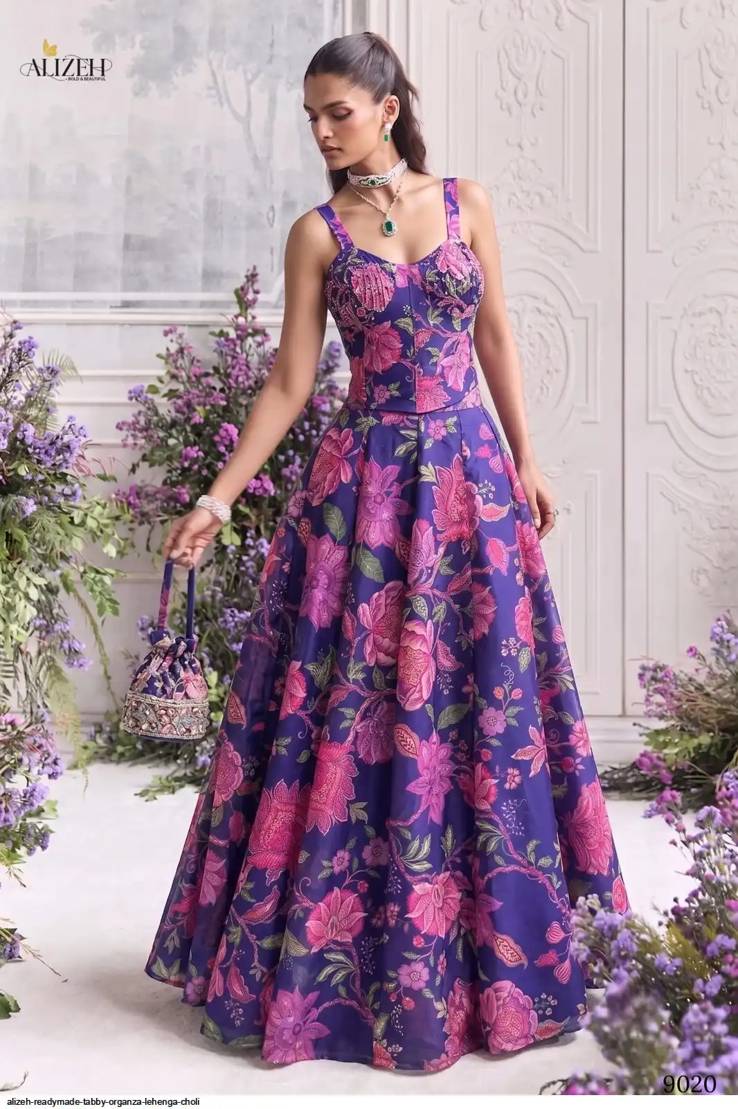 ALIZEH READYMADE TABBY ORGANZA LEHENGA CHOLI 9020