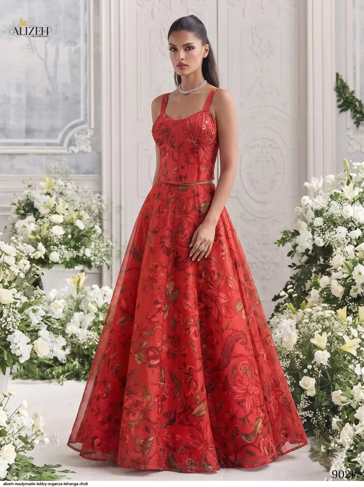 ALIZEH READYMADE TABBY ORGANZA LEHENGA CHOLI 9021