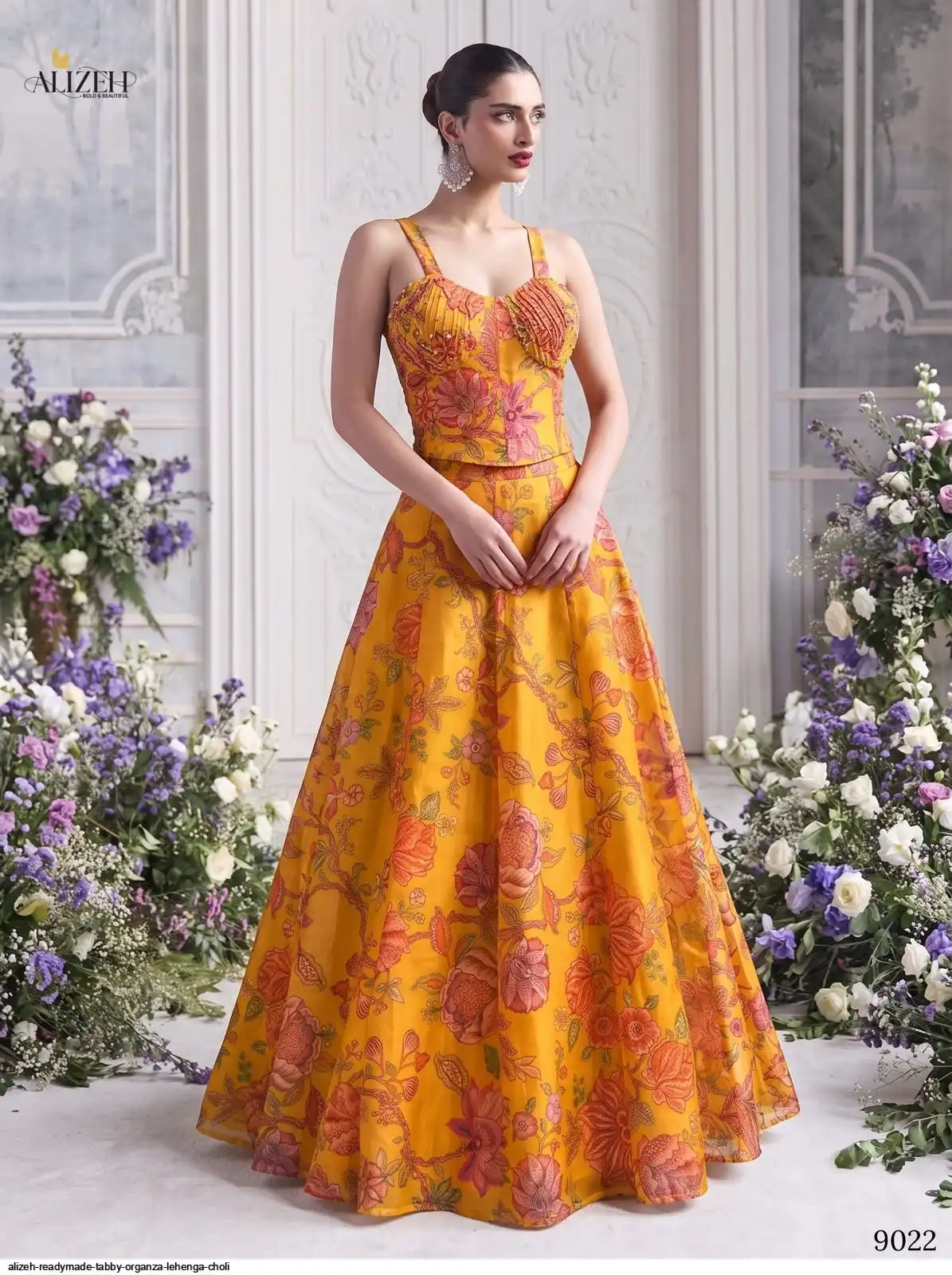 ALIZEH READYMADE TABBY ORGANZA LEHENGA CHOLI 9022