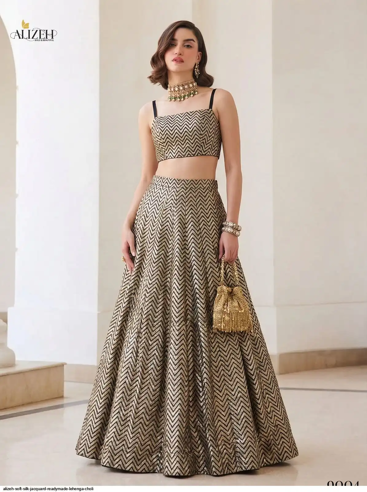 ALIZEH SOFT SILK JACQUARD READYMADE LEHENGA CHOLI 9004