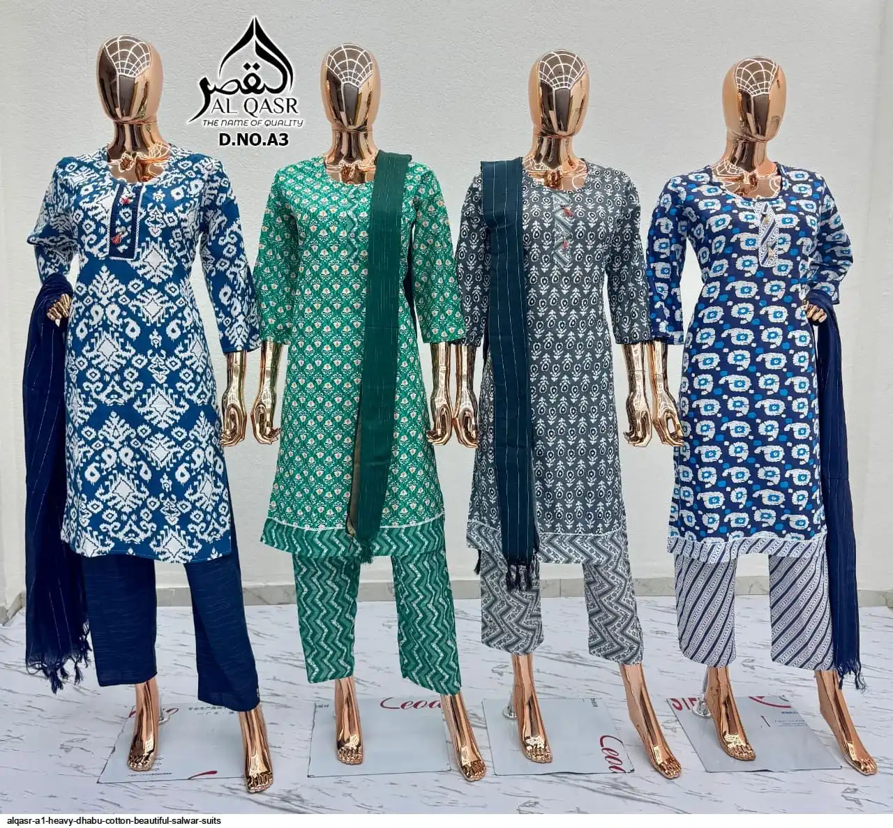 ALQASR A1 HEAVY DHABU COTTON BEAUTIFUL SALWAR SUITS DN.A3