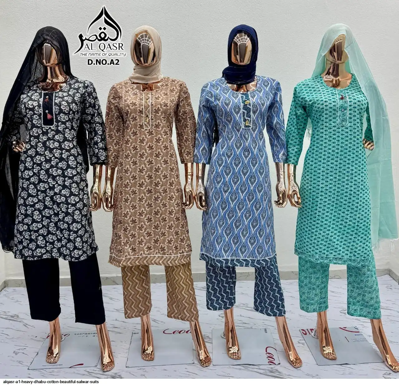 ALQASR A1 HEAVY DHABU COTTON BEAUTIFUL SALWAR SUITS DN.A2