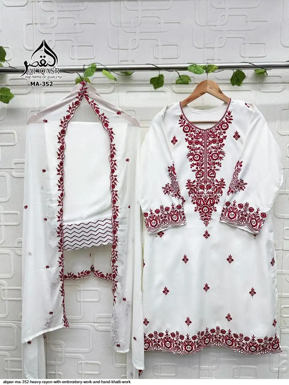 AL QASR MA 352 HEAVY RAYON WITH EMBROIDERY WORK AND HAND KHATLI WORK A