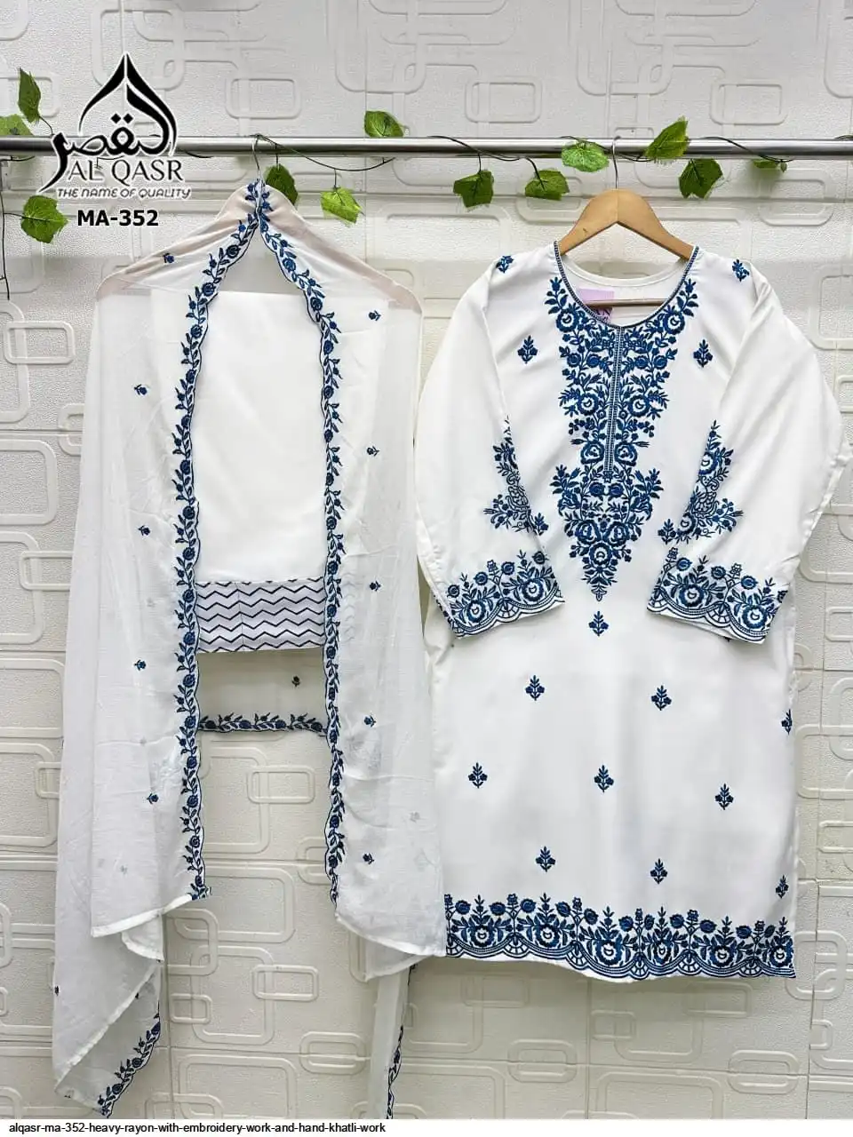 AL QASR MA 352 HEAVY RAYON WITH EMBROIDERY WORK AND HAND KHATLI WORK D