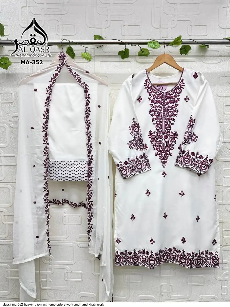 AL QASR MA 352 HEAVY RAYON WITH EMBROIDERY WORK AND HAND KHATLI WORK C