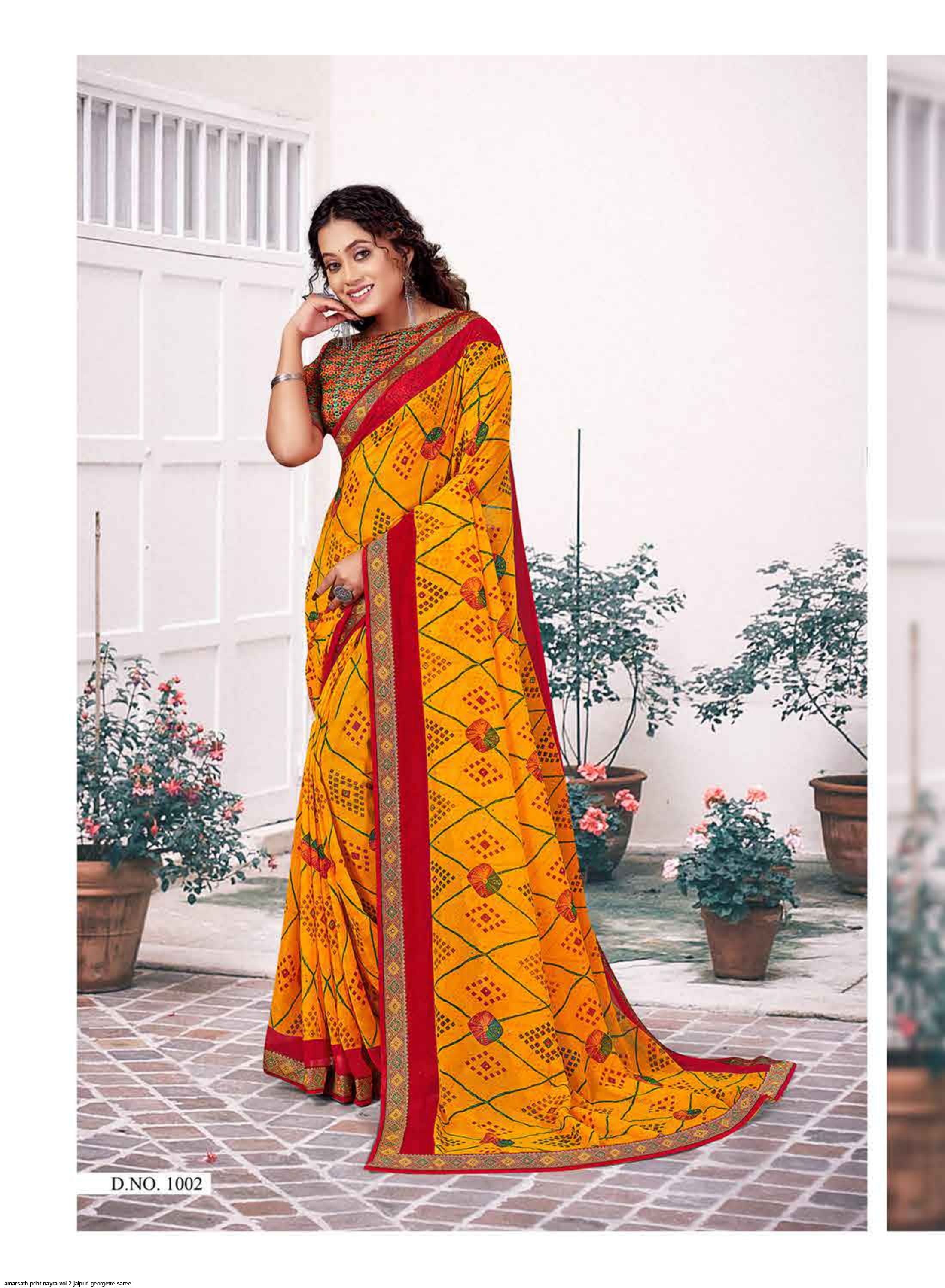 Beautiful Tie Dye Print Jaipuri Bandhani Linen Cotton Saree with Blouse