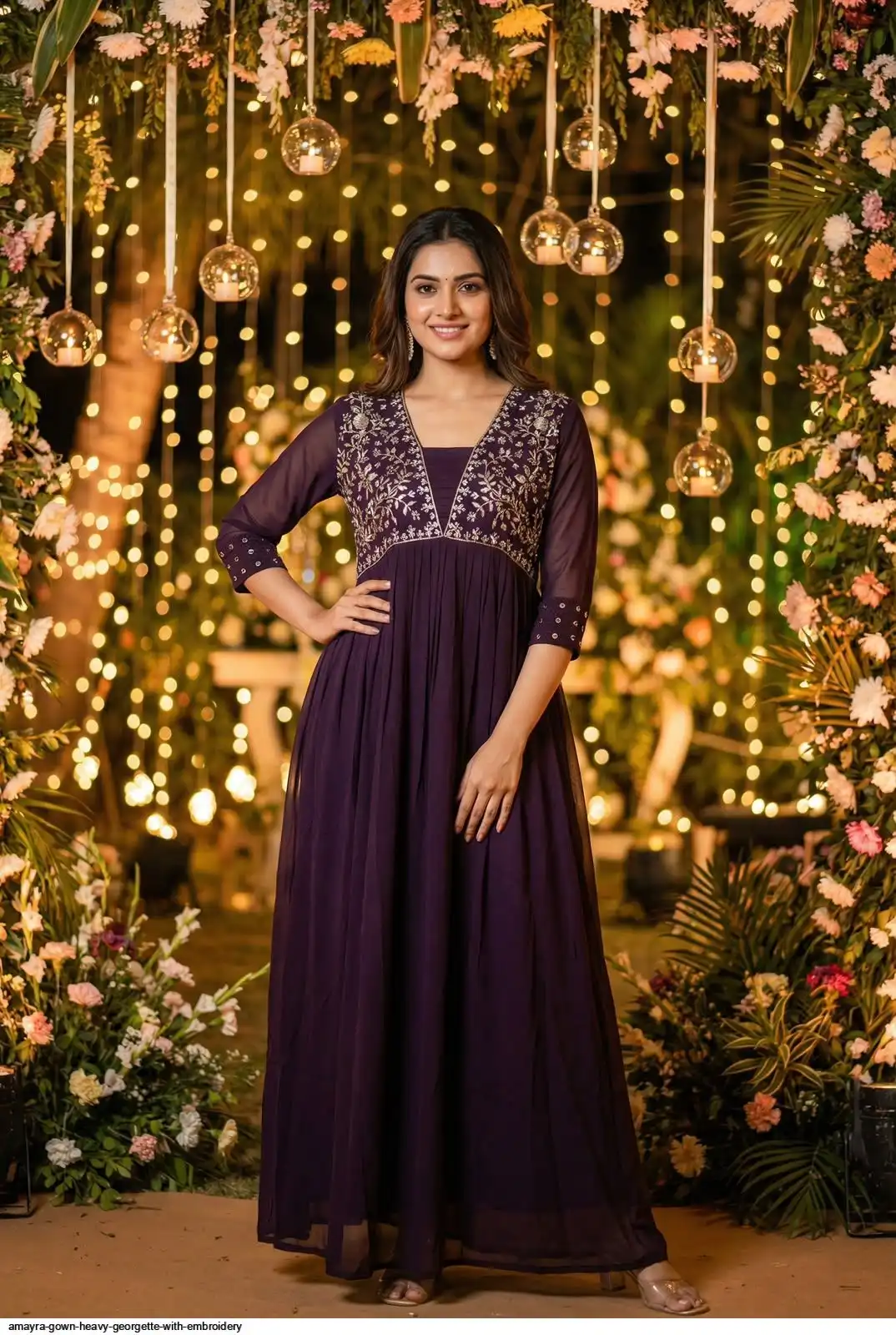 AMAYRA GOWN HEAVY GEORGETTE WITH EMBROIDERY D