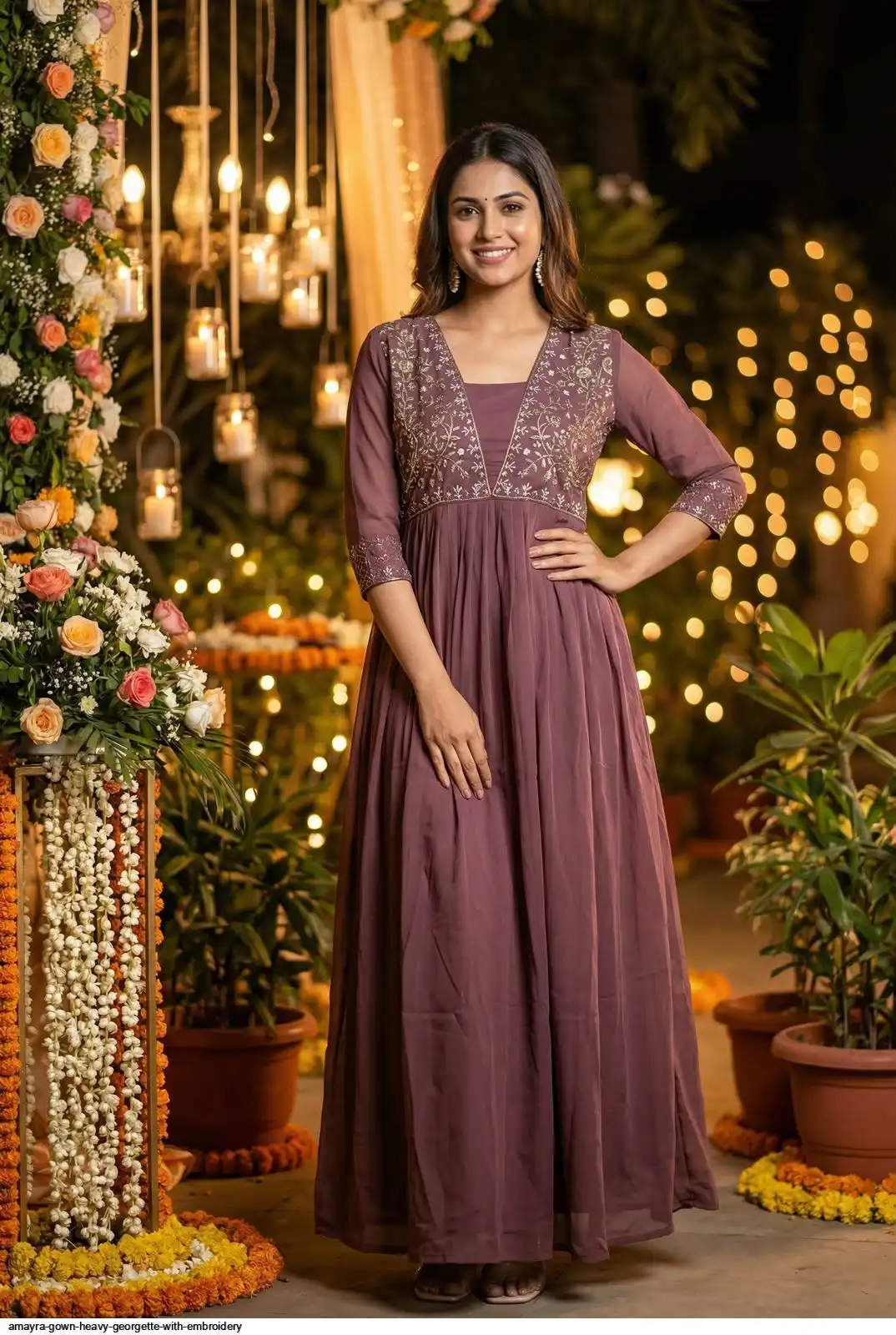 AMAYRA GOWN HEAVY GEORGETTE WITH EMBROIDERY F
