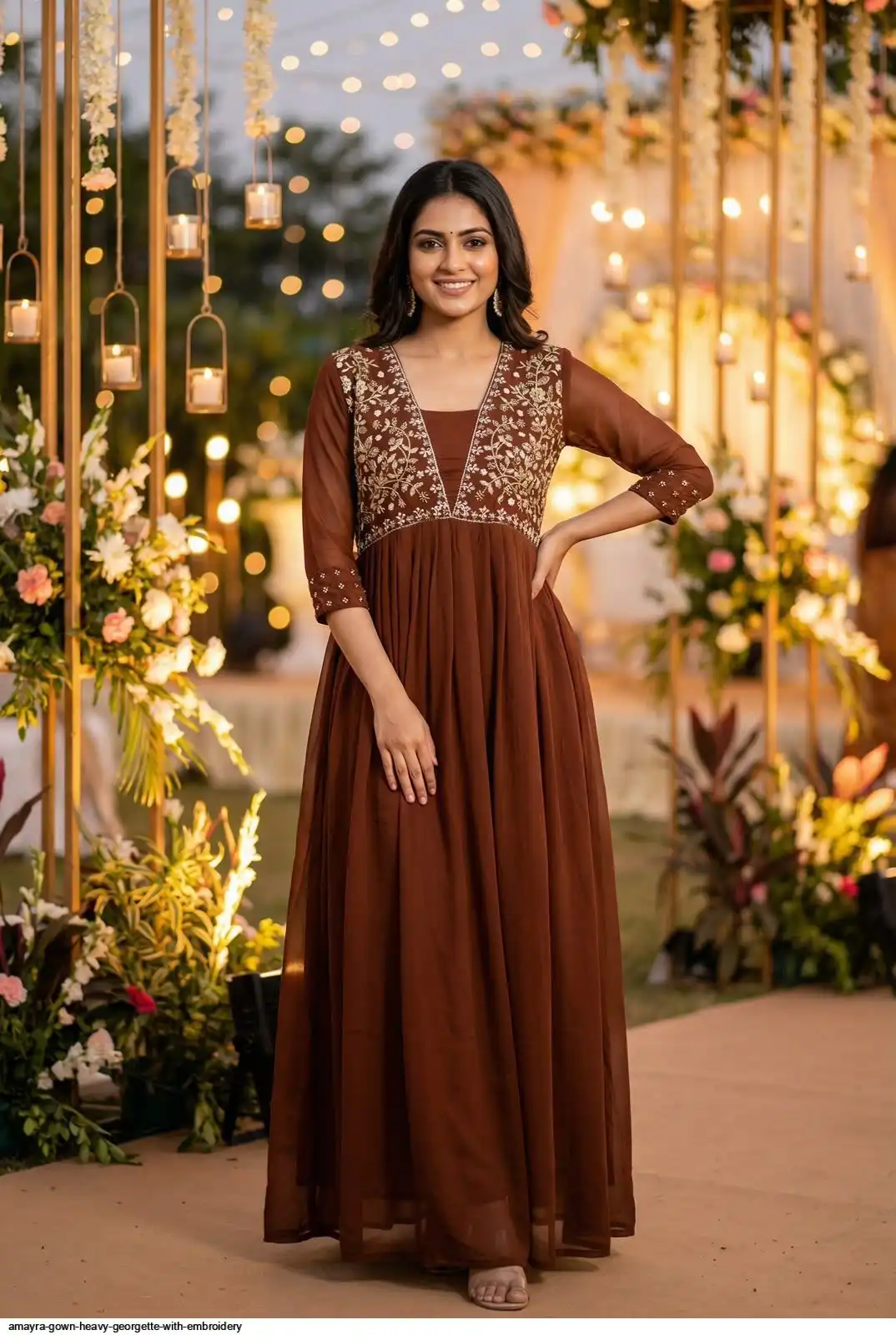 AMAYRA GOWN HEAVY GEORGETTE WITH EMBROIDERY E