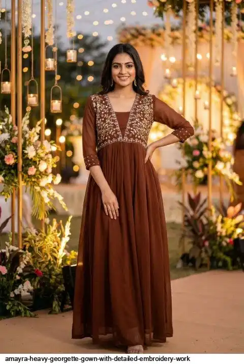 AMAYRA HEAVY GEORGETTE GOWN WITH DETAILED EMBROIDERY WORK C