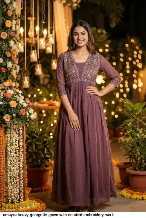 AMAYRA HEAVY GEORGETTE GOWN WITH DETAILED EMBROIDERY WORK D