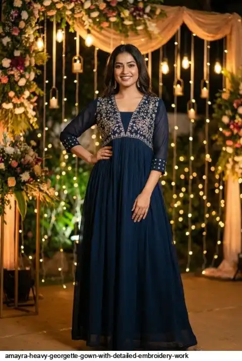 AMAYRA HEAVY GEORGETTE GOWN WITH DETAILED EMBROIDERY WORK A