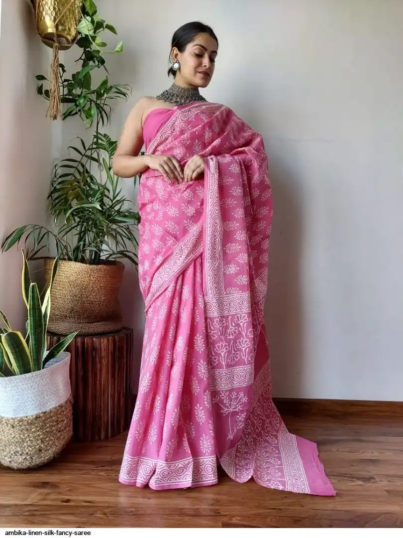 AMBIKA LINEN SILK FANCY SAREE
