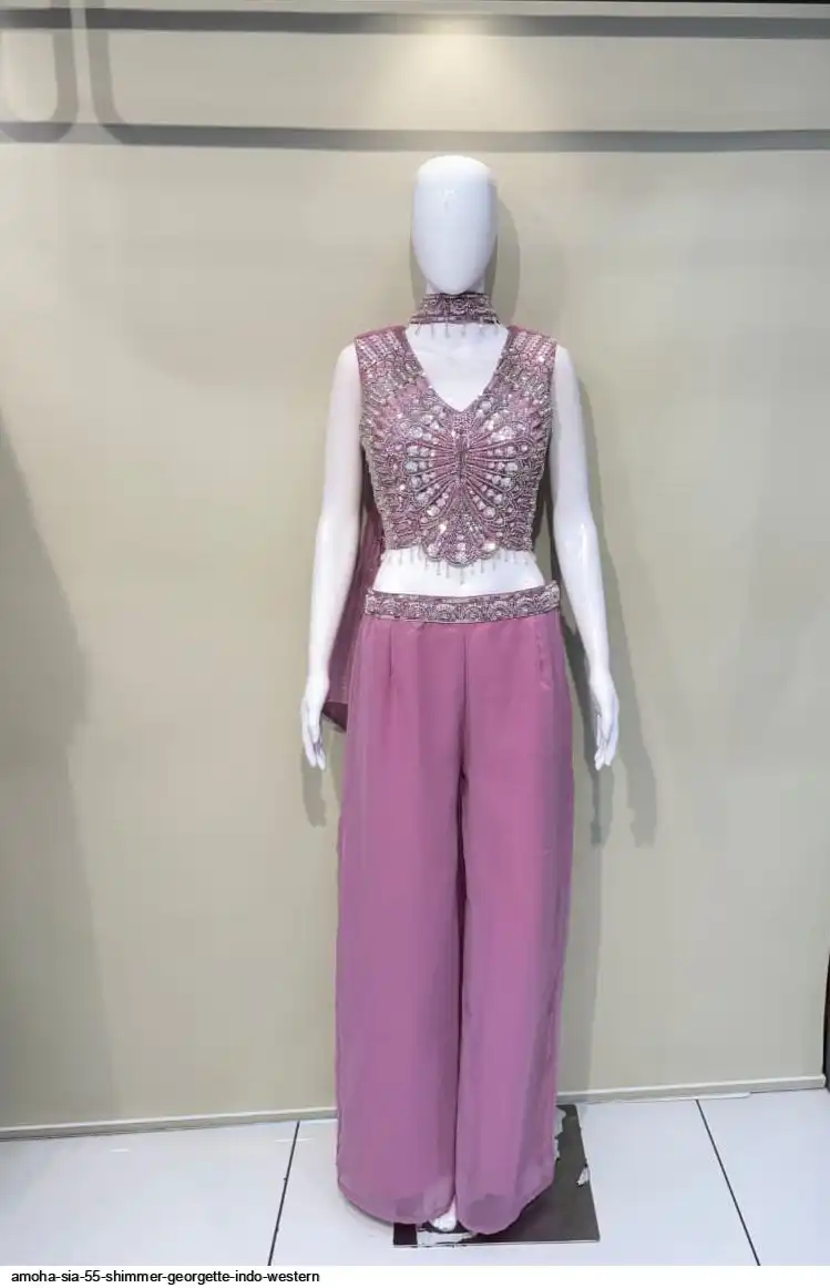 AMOHA SIA 55 SHIMMER GEORGETTE INDO WESTERN 3