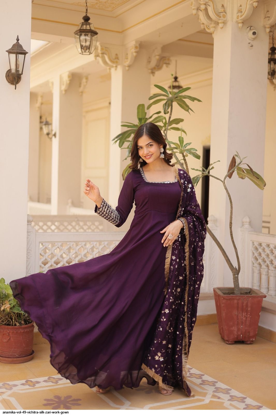 zari silk dress ANAMIKA vol 49 Vichitra Silk Zari work gown