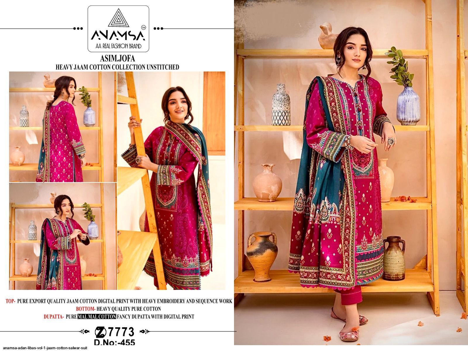 ANAMSA ADAN LIBAS VOL 1 JAAM COTTON SALWAR SUIT