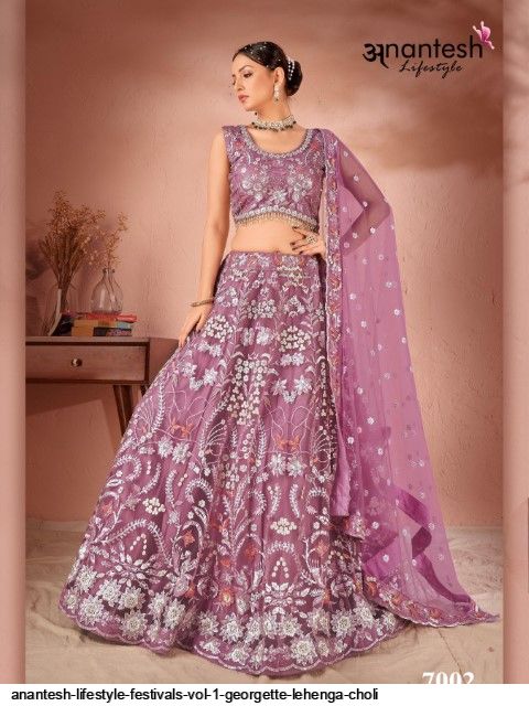 Dusty Grey Embroidered Georgette Lehenga Choli | Lehenga, Bridal lehenga  choli, Designer lehenga choli