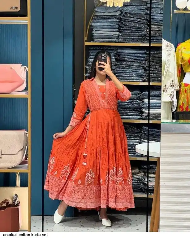 ANARKALI COTTON KURTA SET F