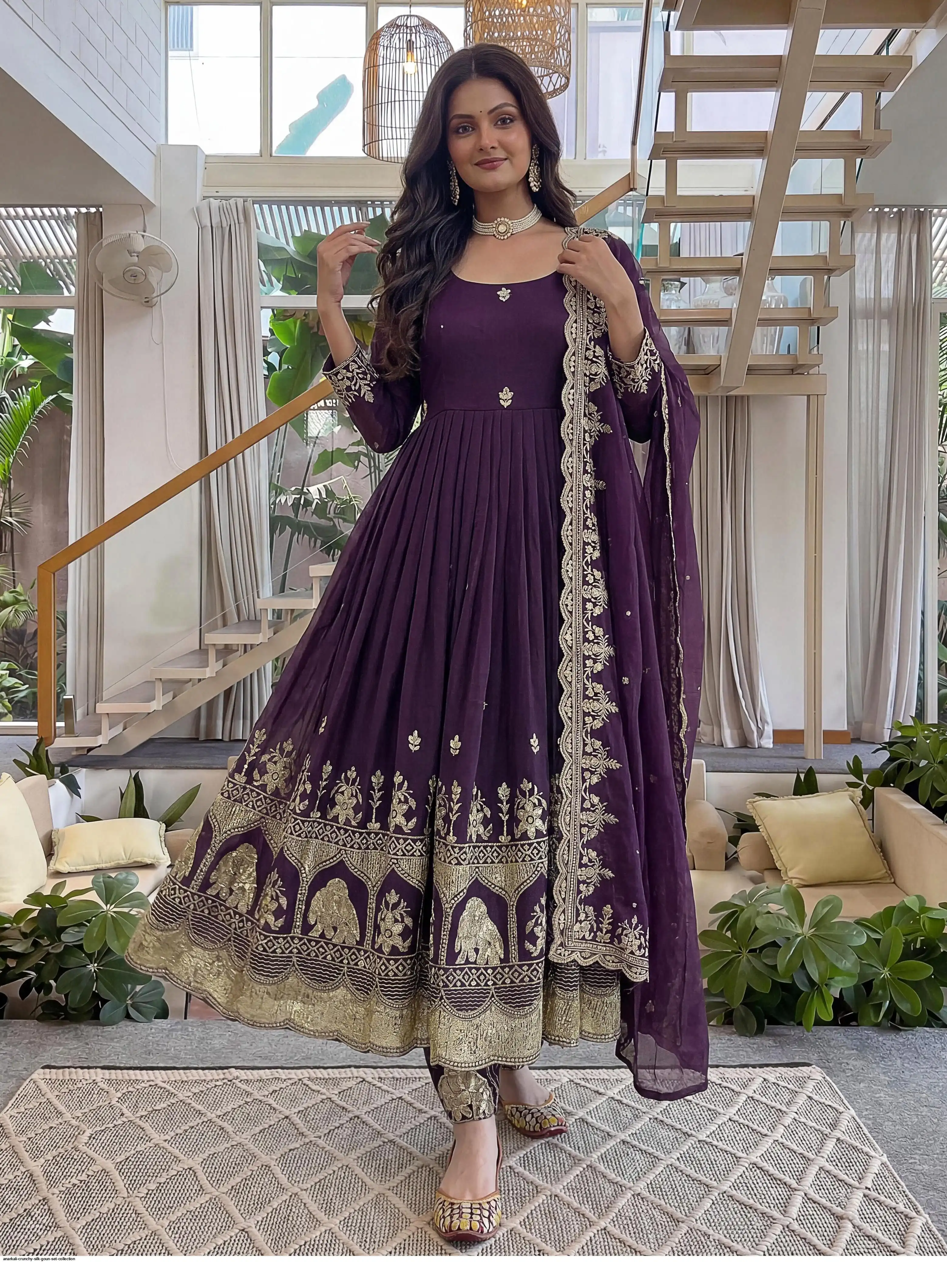 ANARKALI CRUNCHY SILK GOUN SET COLLECTION A