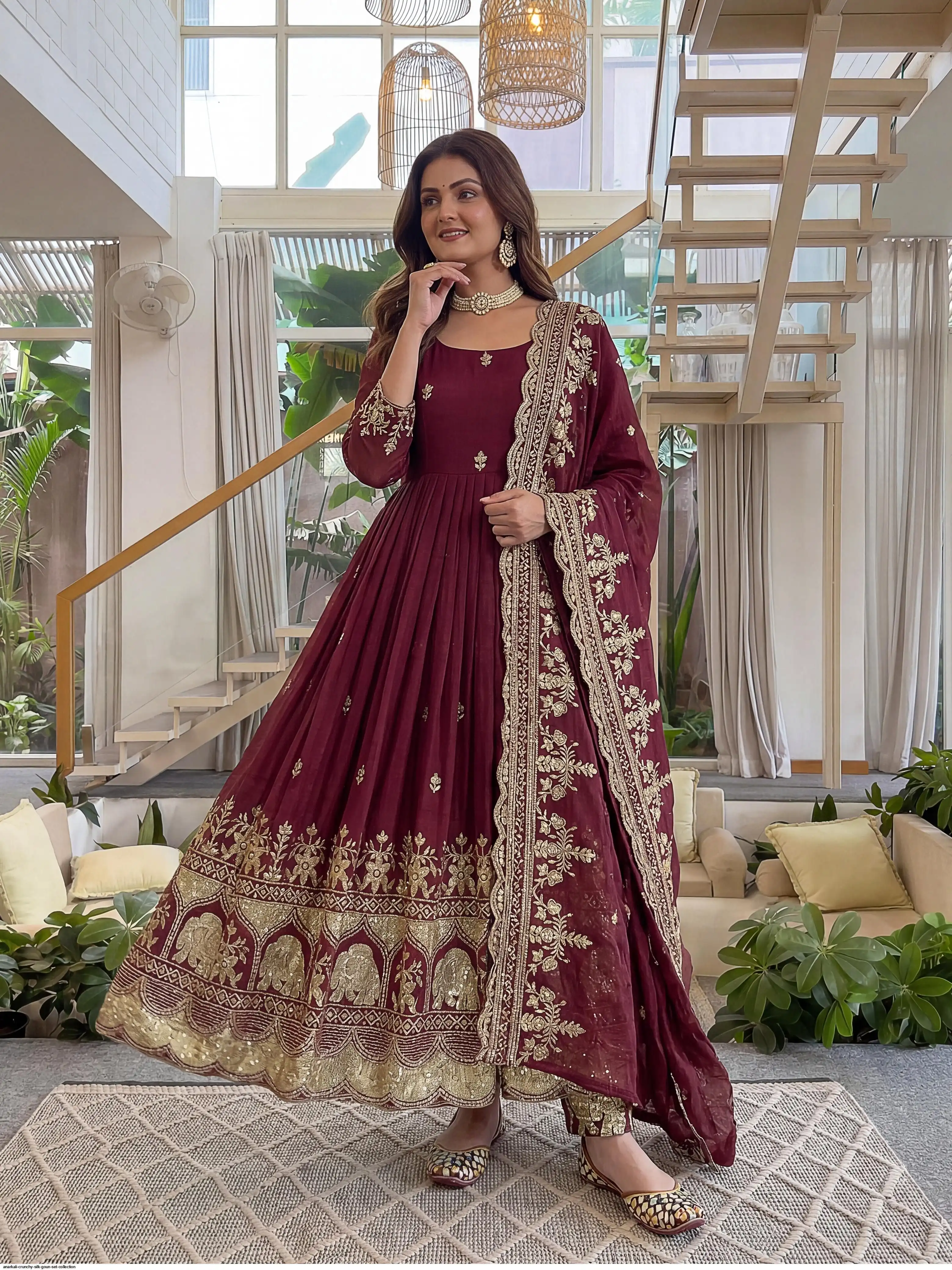 ANARKALI CRUNCHY SILK GOUN SET COLLECTION B