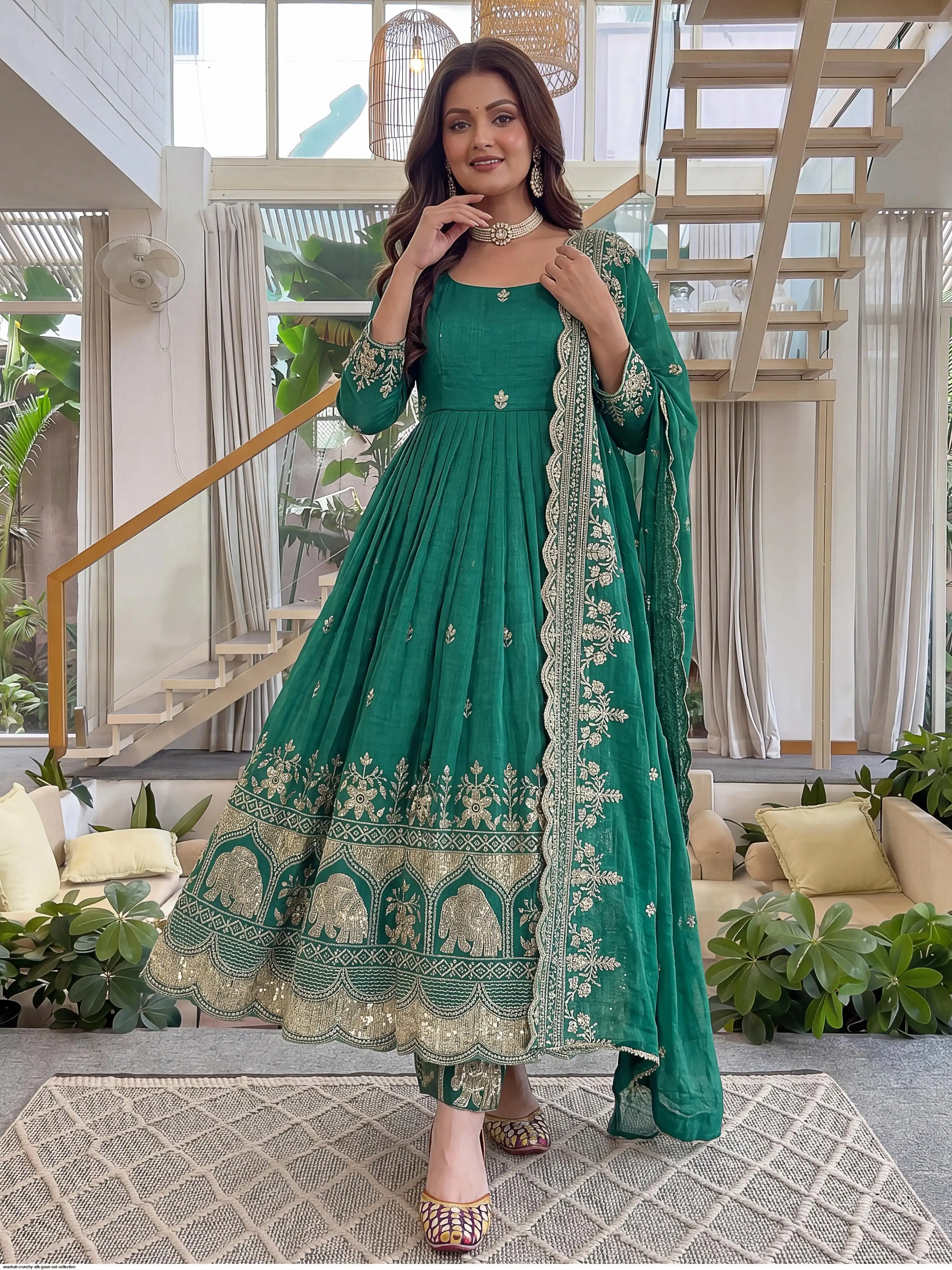 ANARKALI CRUNCHY SILK GOUN SET COLLECTION C
